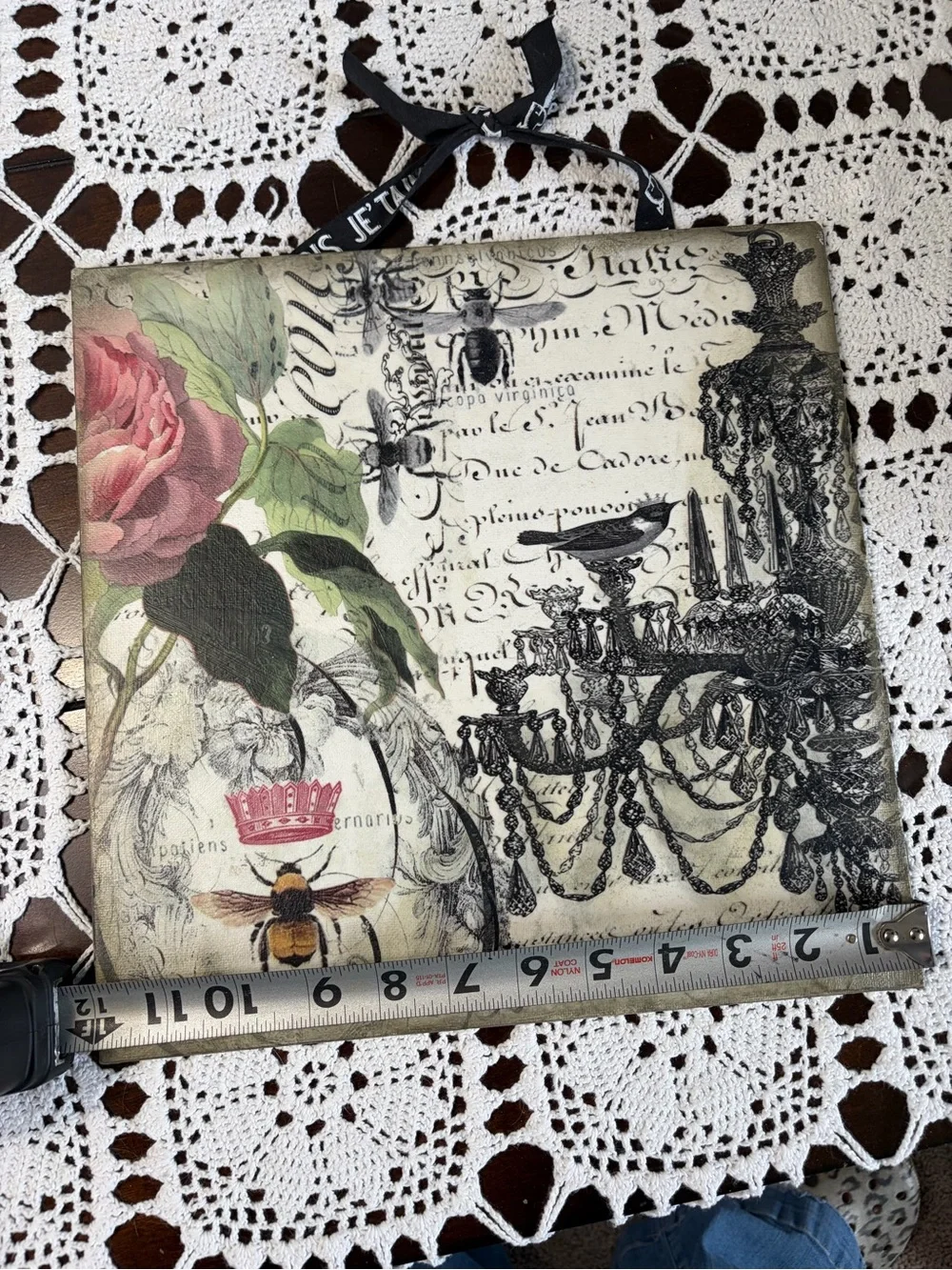 Floral & Black Chandelier Canvas Wall Art Victorian French Provincial ShabbyChic